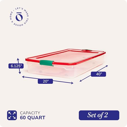 HOMZ Plastic Storage Underbed Tote Box, Twin/King, with Lid, Latching Handles, 60 Quart, Clear, Stackable, 4-Pack - color: Clear, size: 60 Quart