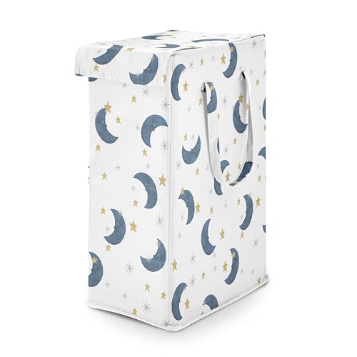 Sweet Jojo Designs Laundry Hamper (Moon and Star) for Boys & Girls, Foldable Dirty Clothes Basket with Handles for Baby Nursery, Kids Bedroom, Teen Bathroom (Watercolor Celestial, Sky, Stars & Moons) - color: Moon Bear