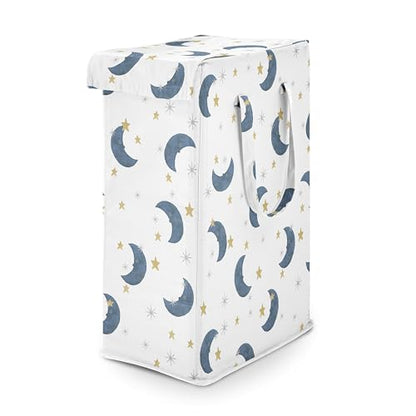 Sweet Jojo Designs Laundry Hamper (Moon and Star) for Boys & Girls, Foldable Dirty Clothes Basket with Handles for Baby Nursery, Kids Bedroom, Teen Bathroom (Watercolor Celestial, Sky, Stars & Moons) - color: Moon Bear