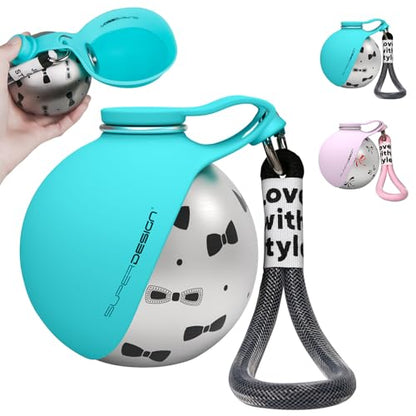 2-in-1 Portable Dog Water Bottle for Small Dogs - Leak-Proof & Compact Dog Travel Water Bottle -Stainless Steel Bottle & Silicone Bowl - Ideal for Walking, Hiking & Travels(10 fl oz, Blue) - color: Blue