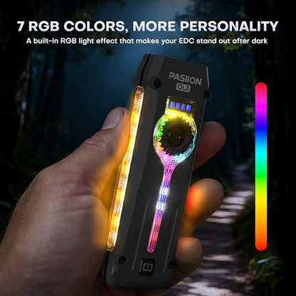 Rechargeable EDC Flashlight, 750 Lumens with 11 Light Modes & Stepless Dimming,Flat Flashlight Magnetic Base & Dual Clip, White & Warm Light Combo, U V Mode, Red Light for Everyday Carry - color: Black, size: Medium