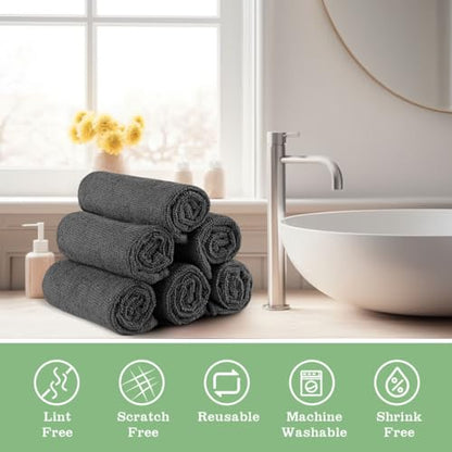 UNIMADE Washcloths - 20 Pack - Face Towels (12" x 12"), Highly Soft Wash Cloths and Hand Towels, Fast Drying Multi-Purpose Microfiber Cleansing Cloths for Bathroom, Hotel, Spa, and Salon - Grey - color: Grey, size: 20Pack