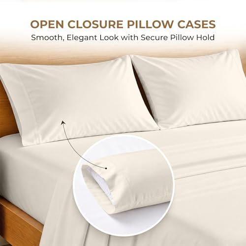 SGI bedding 100% Egyptian Cotton Sheets King Size – 600 Thread Count Sheets Set, Soft, Cooling, 15" Deep Pocket, Luxury Hotel Bedding, Breathable, Durable - Butter - color: 05 - Ivory, size: King