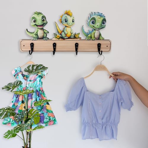 Dog Leash Holder for Wall Mount, Farmhouse Wooden Dog Claw Hooks, Paws Key Rack Accessories for Rustic Home Decor (Dinosaur) - size: dinosaur