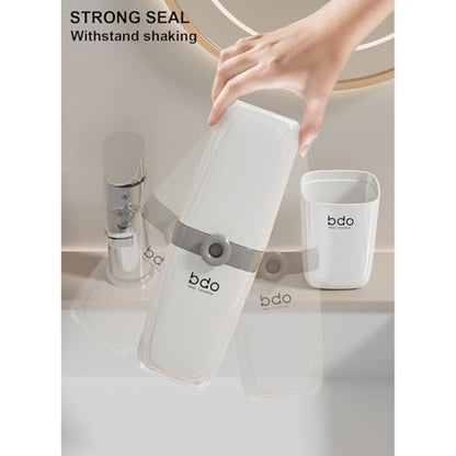 Toothbrush Travel Case Portable Clear Grey Toothbrush Holders with Cover, Leakproof Toothbrush & Toothpaste Holder for Traveling School Camping Business Trip Bathroom - color: 1 Pc-a-white