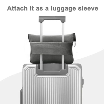 Travel Blanket and Pillow Compact, Premium Soft 2 in 1 Airplane Blanket with Soft Bag Pillowcase，Hand Luggage Sleeve and Backpack Clip (Solid Grey) - color: Solid Grey