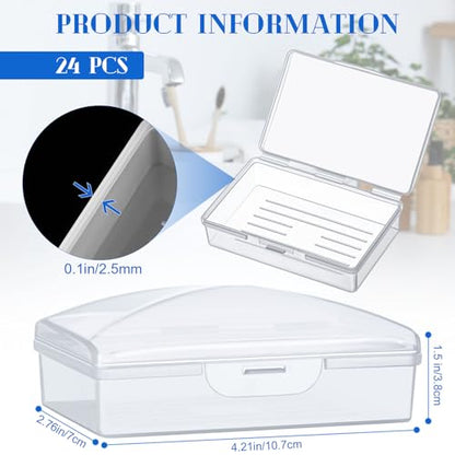 Reallnaive 24 Pcs Travel Soap Container Portable Plastic Soap Boxes Bulk with Lid Homeless Donations Bulk Gym Shower Tour Groups Hotel Outdoor Camping (White) - color: White