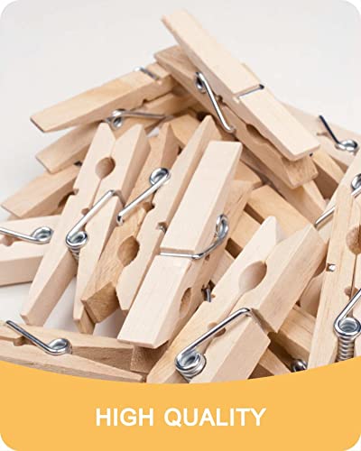 Clothes Pins, Wooden Clothespins for Crafts, Strong Grip Close Pins Birchwood Clothes Clips Laundry Clothesline Clothespin Clothing Pegs for Hanging Baby Clothing Photos, 2.83 Inch, Pack of 50 - color: Wood