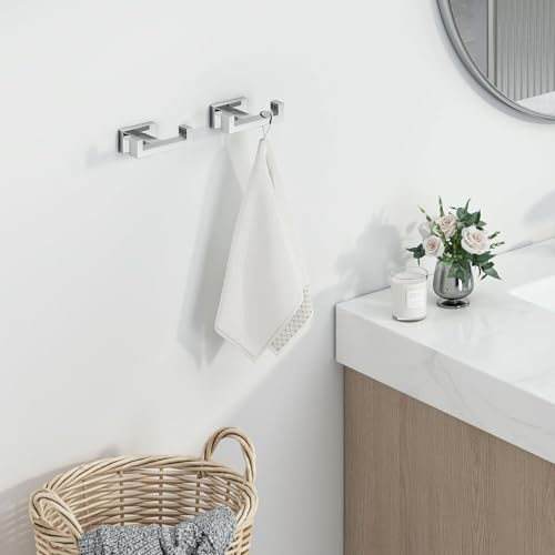 Angle Simple Double Towel Hooks, SUS 304 Stainless Steel Robe Coat Wall Hooks for Bathroom, Polished Chrome, 2 Pack - color: Polished Chrome, size: 2 Pack