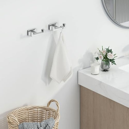 Angle Simple Double Towel Hooks, SUS 304 Stainless Steel Robe Coat Wall Hooks for Bathroom, Polished Chrome, 2 Pack - color: Polished Chrome, size: 2 Pack
