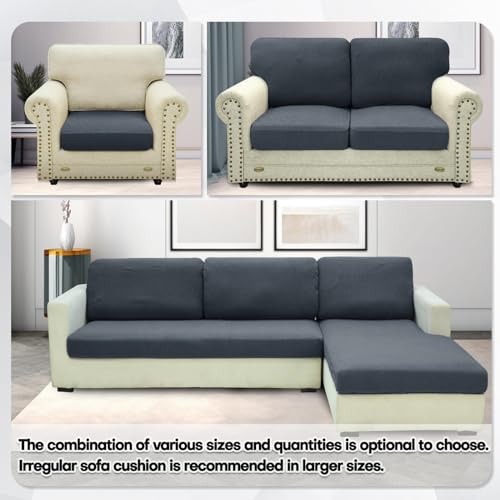 ZNSAYOTX Stretch Cushion Covers Sofa Loveseat Cushion Couch Seat Covers Slipcovers Soft Replacement Unique Pattern Furniture Protector with Elastic Bottom (Dark Gray, 1 Pc 2-Seat Cushion Cover) - color: Dark Gray, size: 1 Cushion Loveseat