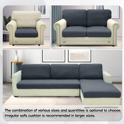 ZNSAYOTX Stretch Cushion Covers Sofa Loveseat Cushion Couch Seat Covers Slipcovers Soft Replacement Unique Pattern Furniture Protector with Elastic Bottom (Dark Gray, 1 Pc 2-Seat Cushion Cover) - color: Dark Gray, size: 1 Cushion Loveseat