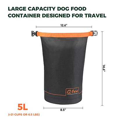 FXW Dog Food Travel Bag，Large Capacity for Travel Kibble Storage Perfect for RV Road Trips, Camping, Longterm Dog Boarding Gear Accessories Gray, 21 Cups - size: 5L