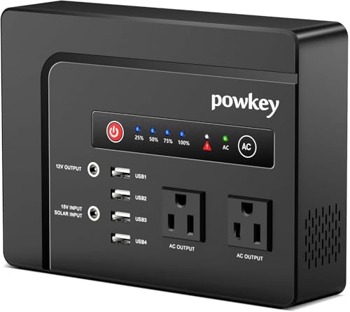 powkey 200W Portable Power Bank with AC Outlet, 146Wh Rechargeable Backup Lithium Battery, 110V Pure Sine Wave AC Outlet for Outdoor RV Trip Travel Home Office Emergency - color: Black