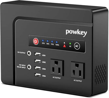 powkey 200W Portable Power Bank with AC Outlet, 146Wh Rechargeable Backup Lithium Battery, 110V Pure Sine Wave AC Outlet for Outdoor RV Trip Travel Home Office Emergency - color: Black