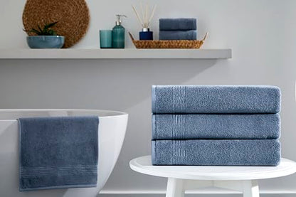 Ozdilek 4-Piece Bath Towels, 27x54 100% Turkish Cotton, Luxury Quick Dry, Extra Large, Fade-Resistant, Eco-Friendly, Spa Towel, Comfortable (Ocean Blue) - color: Ocean Blue