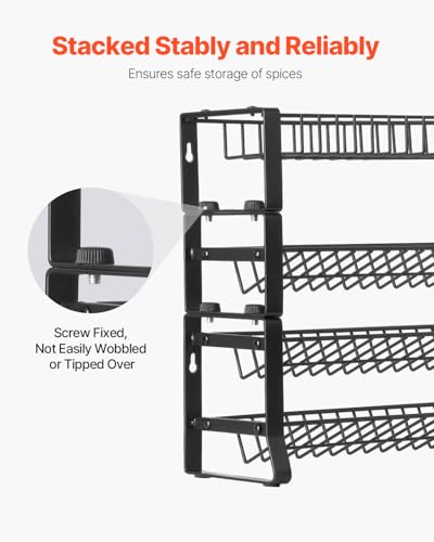 VEVOR Detachable Spice Rack Organizer for Cabinet, 4 Tie Stackable Seasoning Organizer, Spice Jars Kitchen Storage for Countertop Kitchen Pantry Cupboard, 15.8x10.7 in - size: 15.8x10.7 in