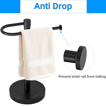 Heavy Duty Towel Holder Stand, Stainless Steel Hand Towel Holder Rack for Bathroom Countertop, Weighted Base C-Shape Free Standing Towel Bar for Bathroom Kitchen Countertop, Matte Black - size: C-Shape