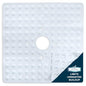 SlipX Solutions Square Natural Rubber Shower Stall Mat, 21” x 21”, Mildew Resistant, Non Slip Safety, Antimicrobial Product Protection, 140 Power Grip Suction Cups, Center Drain Hole, White - color: White
