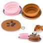 Collapsible Dog Bowls, 2-in-1 Pet Portable Travel Double Bowl Water Food Feeder Traveling Camping & Walking 25oz Brown Pink - color: Brown pink