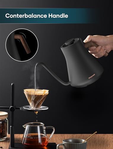 INTASTING Electric Kettles, Gooseneck Electric Kettle, ±1℉ Temperature Control, Stainless Steel Inner, Quick Heating, for Pour Over Coffee, Brew Tea, Boil Hot Water, 0.9L Dark Grey - color: Dark Grey