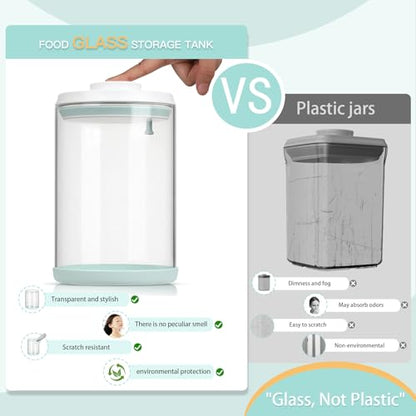 Dog Treat Container Airtight Jar 2.2Qt/2L, Glass Food Jars with One-Touch Lid for Dog or Cat Treats, Kibble, Snacks – Pantry Storage Canister for Kitchen or Countertop (2.2Qt - 2L) - size: 2.2 Qt
