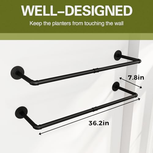 Galood 2Pc Hanging Planters for Indoor Plants Plant Hanger Indoor Hanging Plant Holder Black Metal Rod(Pot/Chain/Plant not Included - size: 36.2in*2