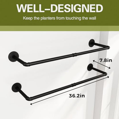 Galood 2Pc Hanging Planters for Indoor Plants Plant Hanger Indoor Hanging Plant Holder Black Metal Rod(Pot/Chain/Plant not Included - size: 36.2in*2
