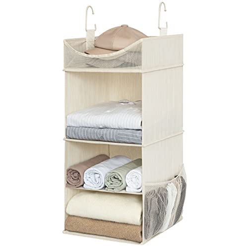 StorageWorks 3-Shelf Hanging Closet Organizer, Adjustable Hanging Closet Organizers and Storage, 12 ¾”W x 12 ¾”D x 32”H, White & Ivory - color: Ivory White, size: 12 ¾”W x 12 ¾”D x 32”H