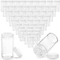 50 Pack 1 oz Mini Plastic Spice Jars with White Caps Clear Round Spice Bottles with Sifters Small Empty Seasoning Containers for Travel Home Storing Spice Seasoning Powders - color: white and clear