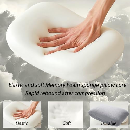 Travel Pillow Small Camping Pillow Memory Foam Bed Neck Soft Home Pillow Lightweight Easy to Carry Removable Pillow Cover for Travel,Sleeping,Nap and Neck,Knee,Leg,Lumbar Support Pillow (Light Gray) - color: Light Gray