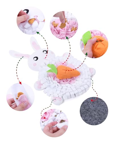 Ferret Cats Snuffle Mat Fleece Foraging Mats Interactive Feeding Toy Small Animal Rabbit Guinea Pig Rat Hamster Anti Slip Treat Dispenser Slow Feeder (Bunny) - color: Bunny