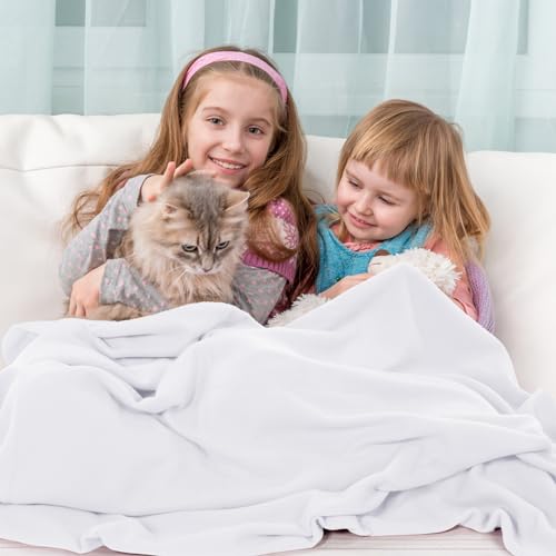 Buryeah 10 Pcs Fleece Blanket Bulk Soft Warm Fleece Blankets Cozy Lightweight Throw Blankets Plush Pet Throw Blanket for Home Bed Sofa Office Wedding Gifts Travel(50" X 60",White) - color: White