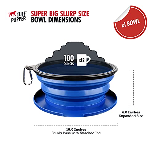 Tuff Pupper SuperBigSlurp Collapsible Dog Bowls, Extra Large Capacity, Portable, Food Safe, Odorless, Non-Toxic Silicone - color: Nebulas Blue