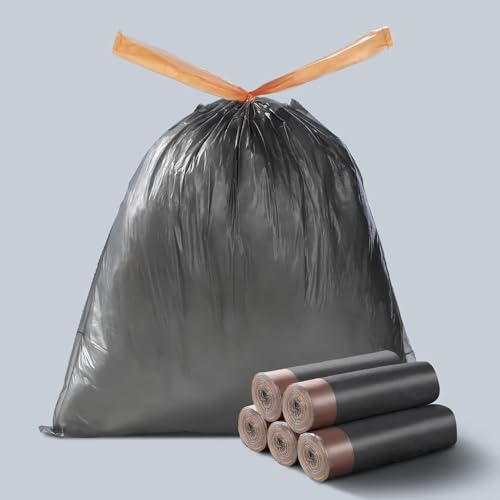 MOPALL Small Trash Bags with Drawstring, 2.6-4 Gallon, Black, 75 Count | 15 Liter, 17.7" x 19.7", Strong & Leak Proof, For Bathroom, Bedroom, Office, Pet & Diaper Pail - size: Trash Bags (Pack of 75)