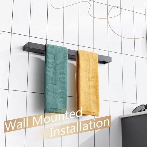 KOKOSIRI Towel Bar Matte Black Bath Towel Holder 24-Inch Kitchen Rack Stainless Steel for Bathroom Hardware Wall Mounted, 1 Pack B4008BK-L24 - color: Matte Black, size: 24-Inch