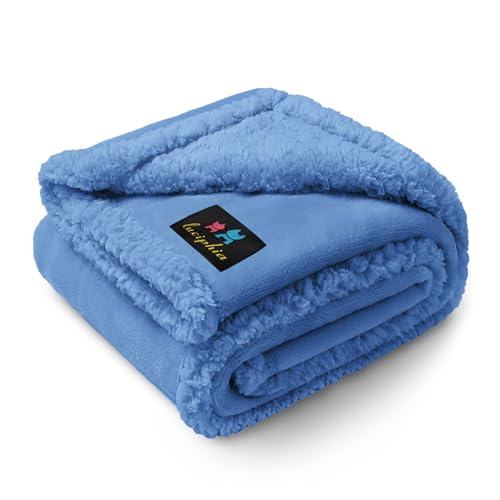 Luciphia Waterproof Pet Blanket, Liquid Pee Proof Dog Blanket for Sofa Bed Couch, Reversible Sherpa Fleece Furniture Protector Cover for Small Medium Large Dogs Cats, Navy Blue Medium（57" x 40"） - color: Navy Blue-thicken, size: M (57" x40")