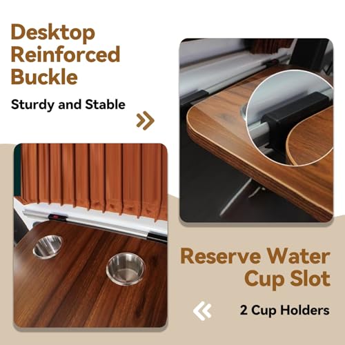 RV Wall Mounted Table With Two Cup Slots Rv Dinette Table Wall Mounted Desk Wood Folding Camper Table for Motorhome Home Office Folding RV Table For Small Space Foldable Multifunctional Table(Woodgrai - color: Woodgrain