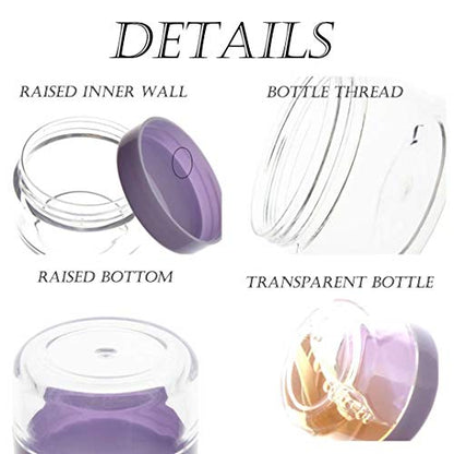 5 Gram Sample Containers with Lids, Mini Makeup Containers, Empty Plastic Travel Cosmetic Containers with Labels(50 Count, Purple Lid) - color: Purple