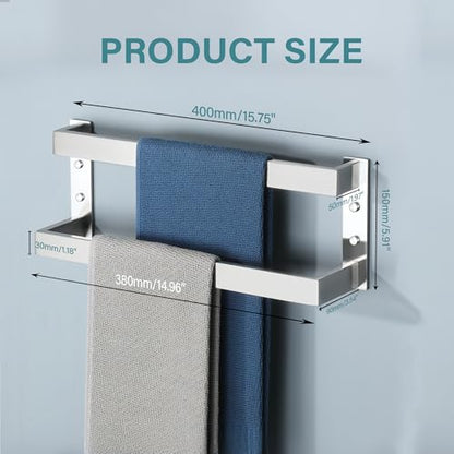 Alise Double Towel Bar, 16" Towel Racks for Bathroom Wall Mounted, SUS304 Stainless Steel Bathroom Towel Holder, Modern Quick Drying Towel Hanger, Brushed Nickel - color: Brushed Nickel, size: 16-inch