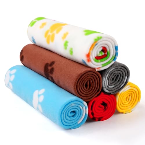 LINENLUX Cute Dog Blanket for Small Medium Dogs 6-Pack Soft Stretchy Fleece Blankets for Pet Cat Puppy Warm Wrinkle-Resistant Throw for Couch Bed Outdoor Mix 40x31 inch (Pack of 6) - color: Mix, size: 40x31 inch (Pack of 6)