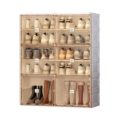 ANTBOX Portable Shoe Rack Organizer for Closet Entryway, Stackable Sneaker Storage Shoe Cabinet with Magnetic Clear Door, Large Plastic Storage containers Bins with Lids 5 Tiers 20 Pairs - size: 5 Tiers 20 Pairs