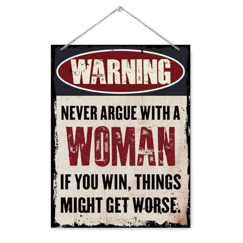 Bar Sign Decor, Funny Decoration Signs, Decorative Wood Wall Sign - Warning Never Argue With A Woman, Man Cave Decors, Decorative Signs for Garage Yard Pub 7.9x10.2 Inches - color: Bar 18