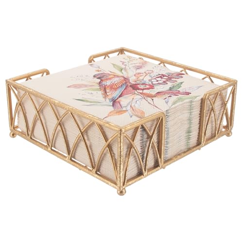 Boston International Arch Design Lunch Napkin Holder Caddy, Gold Leaf - color: Gold Leaf, size: 6.75 x 6.75-Inches