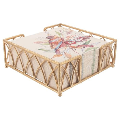 Boston International Arch Design Lunch Napkin Holder Caddy, Gold Leaf - color: Gold Leaf, size: 6.75 x 6.75-Inches