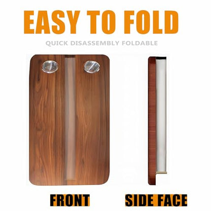 Rv Folding Wall Table with A Removable Tabletop to Save Space. Includes Cup Holders and is Suitable for Campervans, Rvs, Small Apartments, and Kitchens.(Oak)