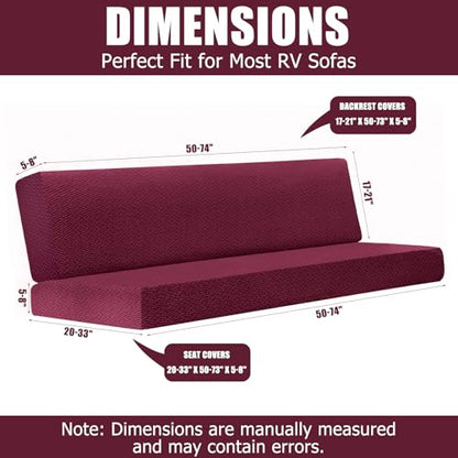 2 Piece RV Couch Covers for Sofa Bed, Stretch Elastic Camper Slipcover for RV Jackknife Sofa Bed, Washable Anti-Slip Furniture Protector, Pet Friendly & Wrinkle Free(Burgundy) - color: Burgundy