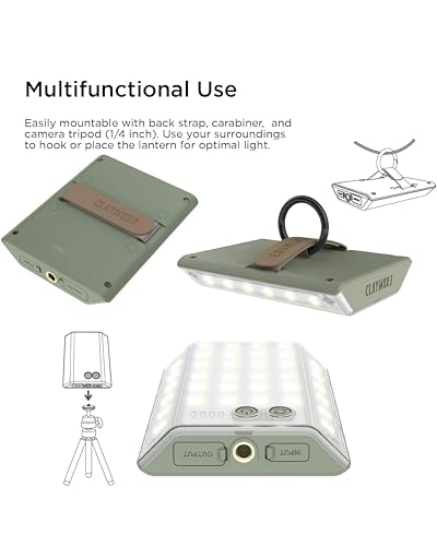 CLAYMORE 3Face Mini (Moss Green) - Lightweight and Portable LED Area Light for Outdoors, Camping, Tent, Emergency, and Industrial Use. Rechargeable Lantern with USB-C, Up to 60 Hours Battery Life. - style: Moss Green (3Face)