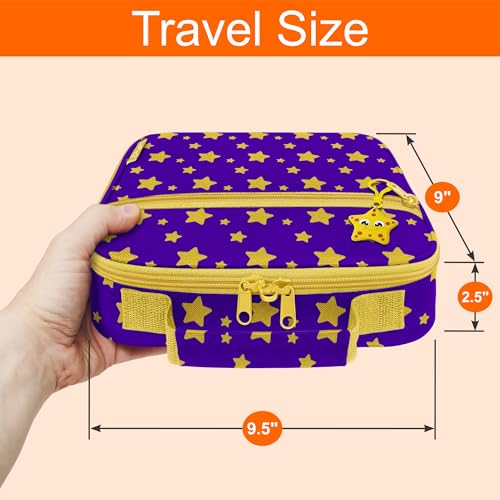 Medium Travel Pill Bottle Organizer, Child Medicine Bag with Zipper Toy, Carrier for Kids Medications and Medical Supplies - Yellow Stars - color: - M Kid Yellow Stars