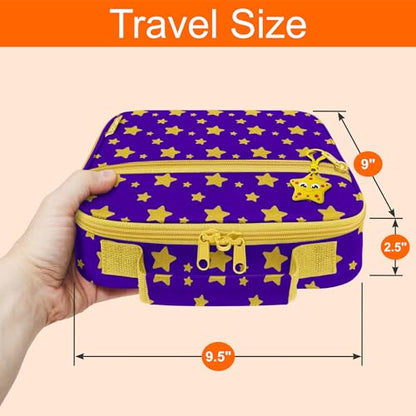 Medium Travel Pill Bottle Organizer, Child Medicine Bag with Zipper Toy, Carrier for Kids Medications and Medical Supplies - Yellow Stars - color: - M Kid Yellow Stars